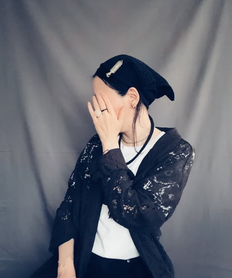 【Sway】<LOVE YOU Kerchief> BLACK x Red beads & Yellow Flower