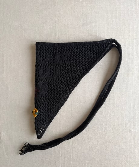 【Sway】<LOVE YOU Kerchief> BLACK x Red beads & Yellow Flower