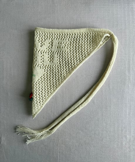 【Sway】<LOVE YOU Kerchief> ECRU x  Jade beads & Red Flower