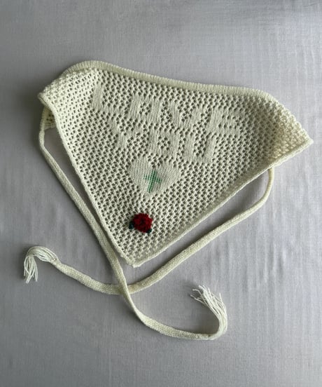 【Sway】<LOVE YOU Kerchief> ECRU x  Jade beads & Red Flower