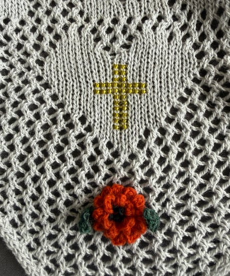 【Sway】<LOVE YOU Kerchief> GRAY x  Yellow beads & Orange Flower
