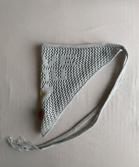 【Sway】<LOVE YOU Kerchief> GRAY x  Yellow beads & Orange Flower