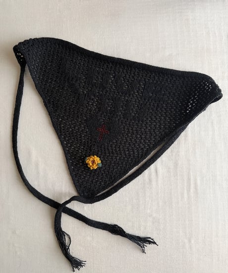 【Sway】<LOVE YOU Kerchief> BLACK x Red beads & Yellow Flower