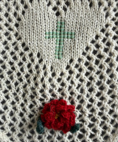 【Sway】<LOVE YOU Kerchief> ECRU x  Jade beads & Red Flower