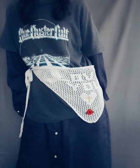 【Sway】<LOVE YOU Kerchief> GRAY x  Yellow beads & Orange Flower