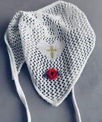 【Sway】<LOVE YOU Kerchief> GRAY x  Yellow beads & Orange Flower
