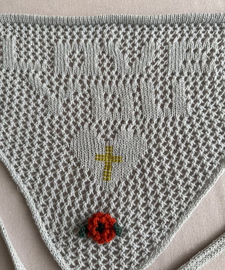 【Sway】<LOVE YOU Kerchief> GRAY x  Yellow beads & Orange Flower