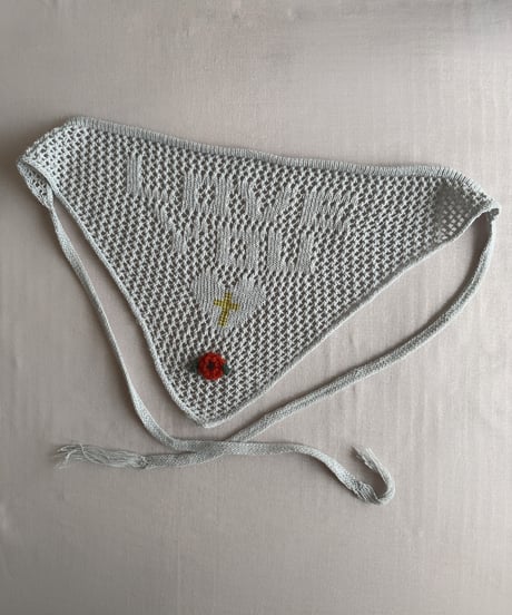 【Sway】<LOVE YOU Kerchief> GRAY x  Yellow beads & Orange Flower