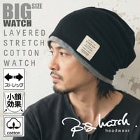 RY-03　レイヤードストレッチコットンBIGWATCH　ブラック/MIXグレー