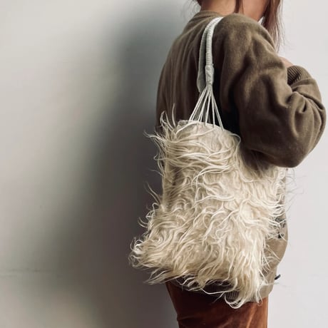 [pips] wool handwoven hammock bag mini / White