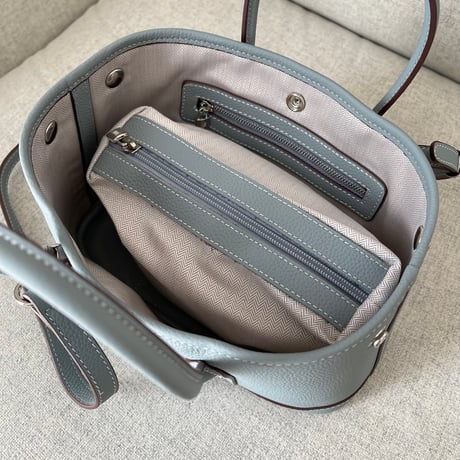 Leather midium tote bag(Blue)