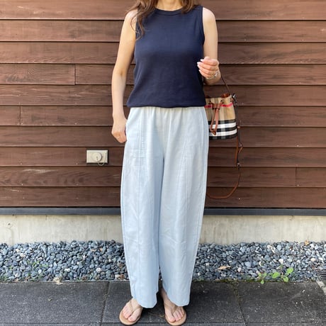 Linen wide pants(Light Blue)