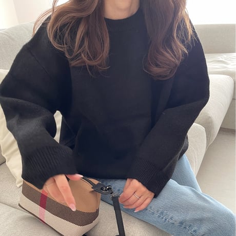 Over size wool knit(Black)