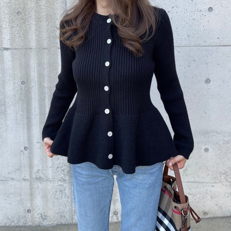 Flare knit cardigan(Black)
