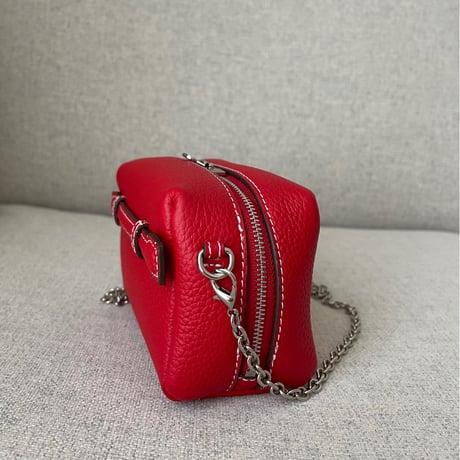 Leather mini pochette(Red)