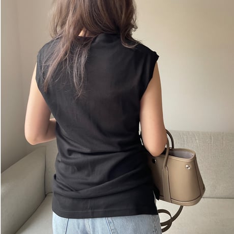 Sleeveless slit tank(Black)