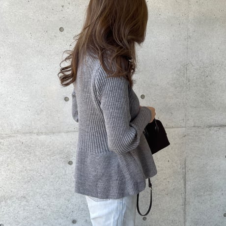 Flare knit cardigan(Gray)