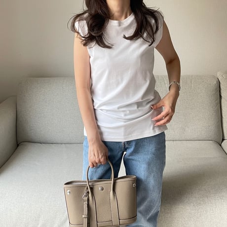 Sleeveless slit tank(White)