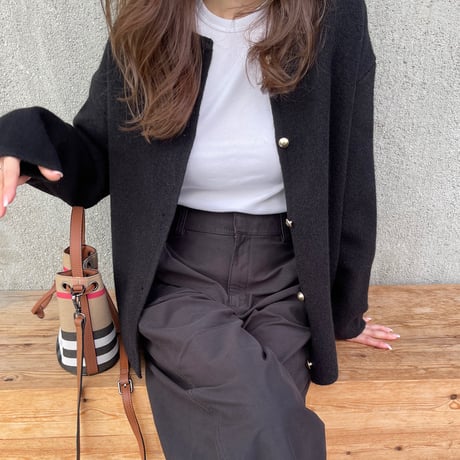 Wool knit cardigan(Black)