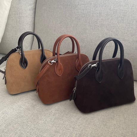 Leather mini suede bag(Beige)
