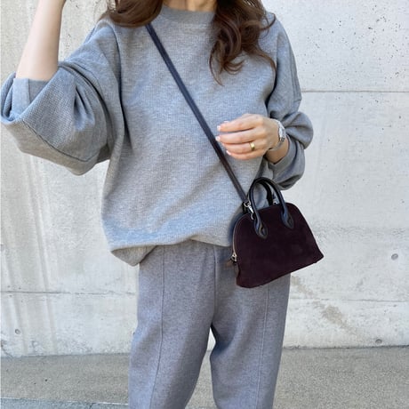 Waffle wide pullover(Gray)