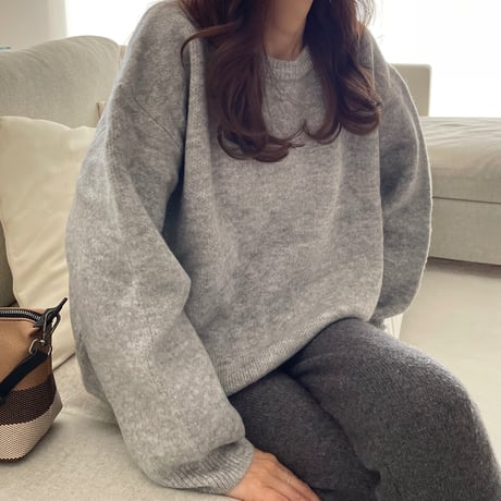 Over size wool knit(Gray)