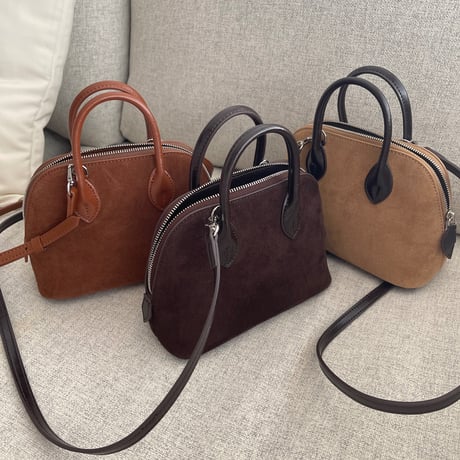 Leather mini suede bag(Camel)