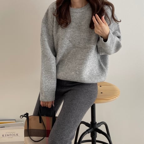 Over size wool knit(Gray)