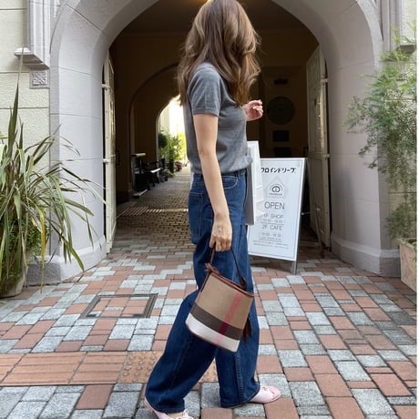 Leather bucket bag(Brown)