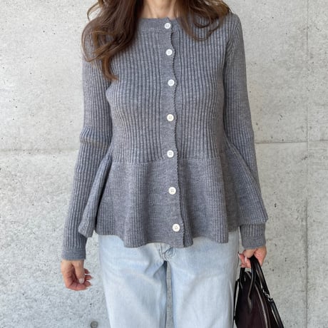 Flare knit cardigan(Gray)