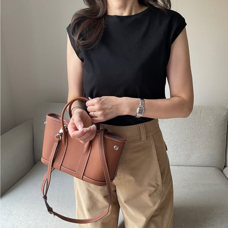 Leather midium tote bag (Brown)