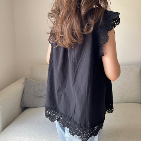 Cotton lace tops(Black)