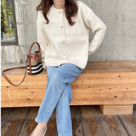 Wool knit cardigan(Ivory)