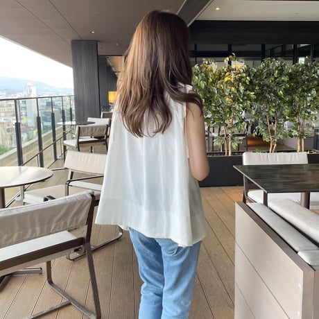 Linen ribbon tops(White)