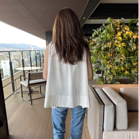 Linen ribbon tops(White)