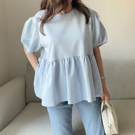 Balloon sleeve sweat(Blue)