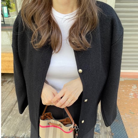Wool knit cardigan(Black)