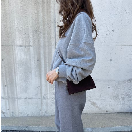 Waffle wide pullover(Gray)