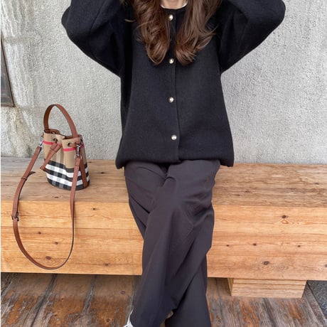 Wool knit cardigan(Black)
