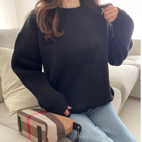 Over size wool knit(Black)