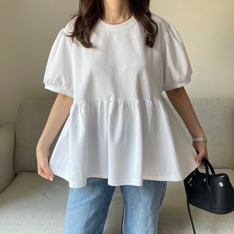 Balloon sleeve sweat(White)