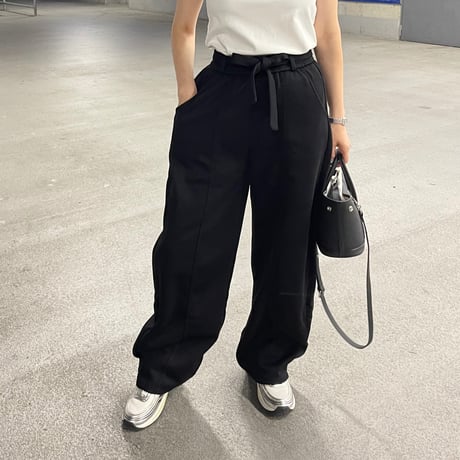 Ribbon sweat pants(Black)