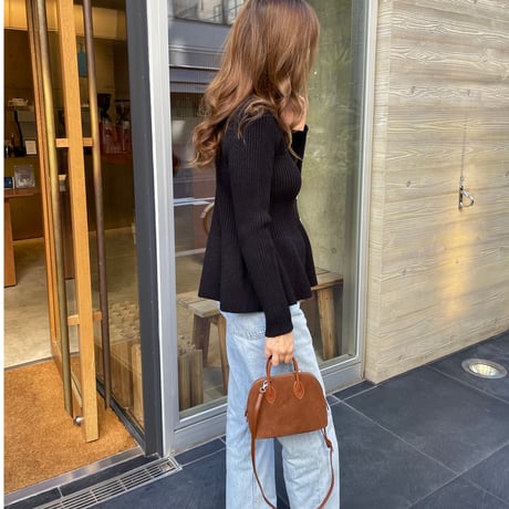 Leather mini suede bag(Camel)