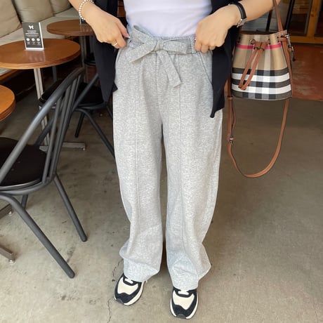 Ribbon sweat pants(Gray)