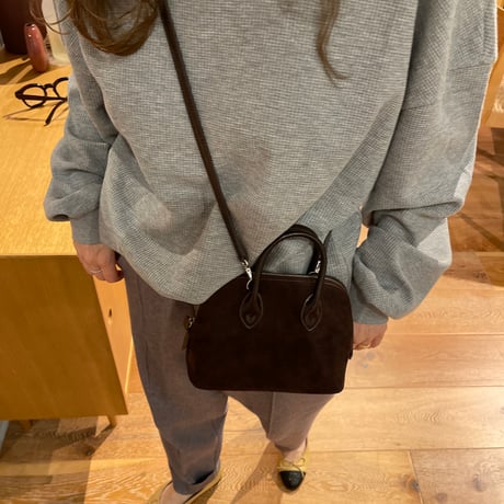 Leather mini suede bag(Brown)
