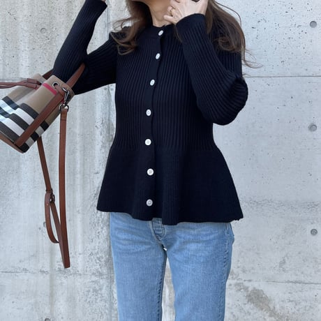 Flare knit cardigan(Black)