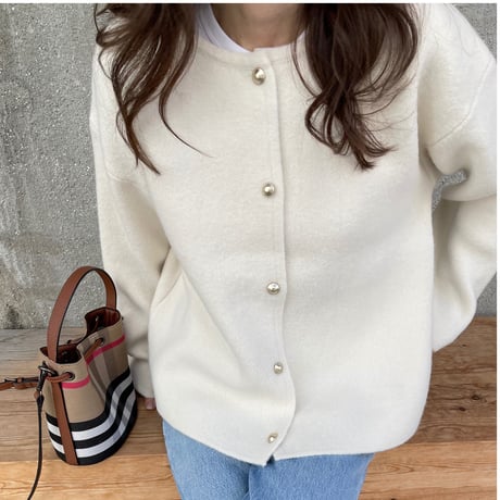 Wool knit cardigan(Ivory)