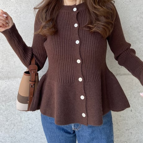 Flare knit cardigan(Brown)