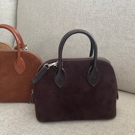 Leather mini suede bag(Brown)