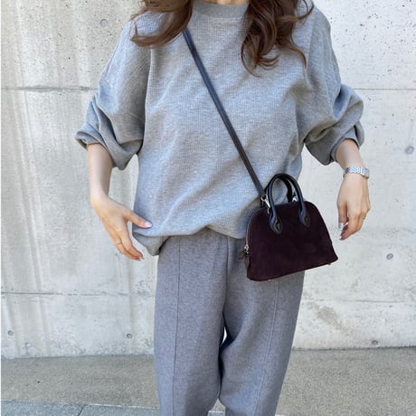 Waffle wide pullover(Gray)